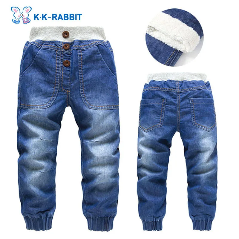 Высокое качество, толстые зимние теплые кашемировые детские брюки, детские джинсы для мальчиков и девочек, детские штаны