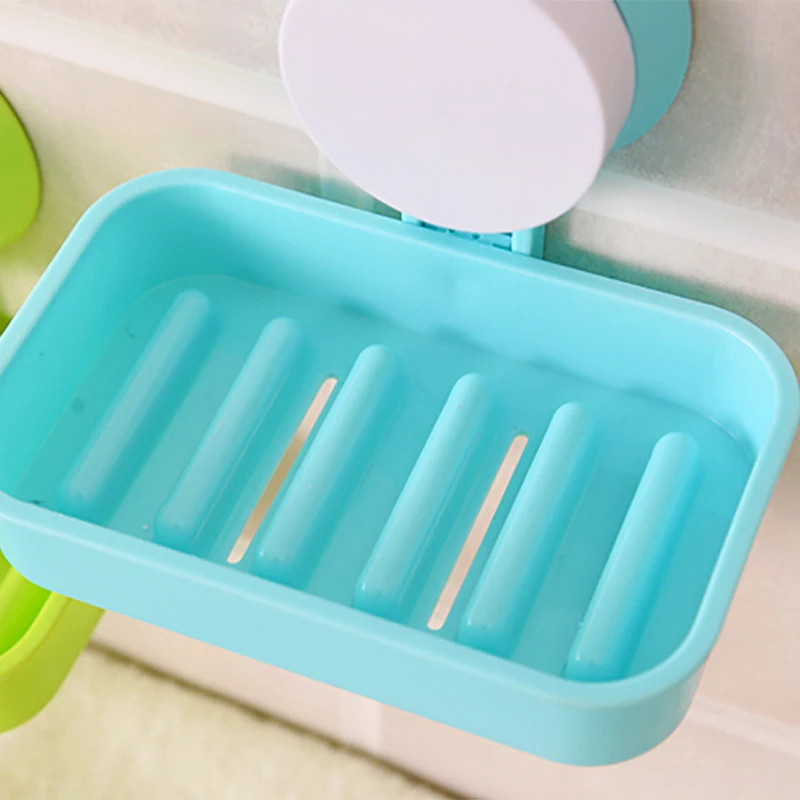 New Soap Dish Strong Suction Cup Wall Tray Holder Soap Storage Box For Bathroom Shower Tool