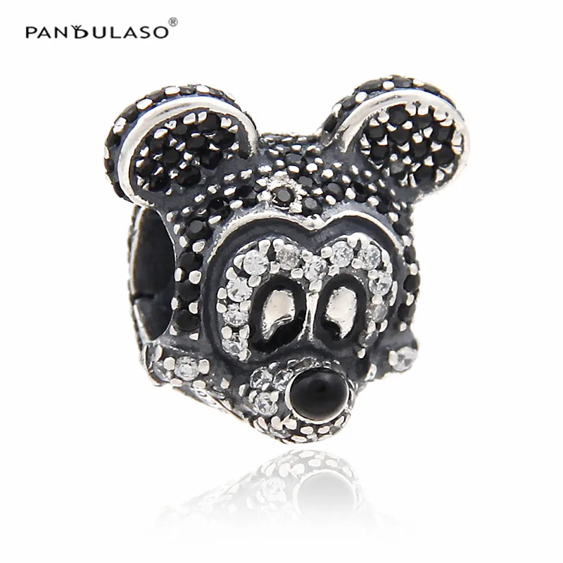 Gift Beads Chirstmas Fit European bracelets New 925 Sterling silver Charms Jewelry Sparkling Mickey Portriat Clear CZ DIY Making