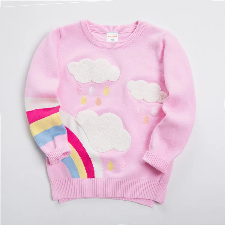 Свитер для маленьких девочек мягкий пуловер с рисунком, свитер для девочек, модная детская вязаная одежда с блестками детский джемпер для девушки от 3 до 7 лет - Цвет: As picture show