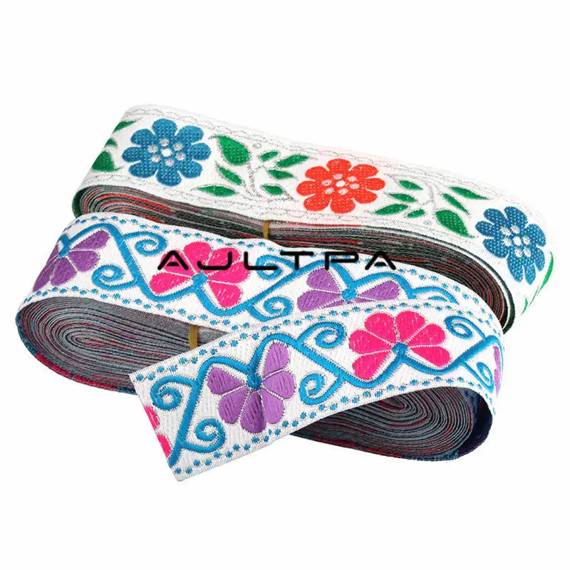Discount 700Meters 35mm Width Filigree Woven Webbing Tape Ethnic Trim Costume National Jacquard Ribbon Sewing Accessories 4