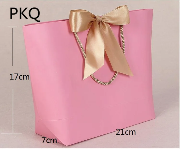 20pcs/lot Large Size Gold Bow Gift Bag with Handles Wedding Christmas
