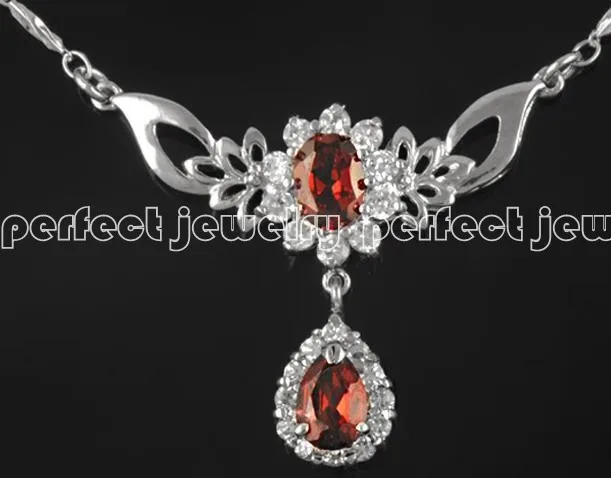 Гранатовое ожерелье, ожерелье с подвеской натуральный настоящий Гранат 925 стерлингового серебра 1ct* 1 шт, 1.3ct* 1 шт драгоценные камни