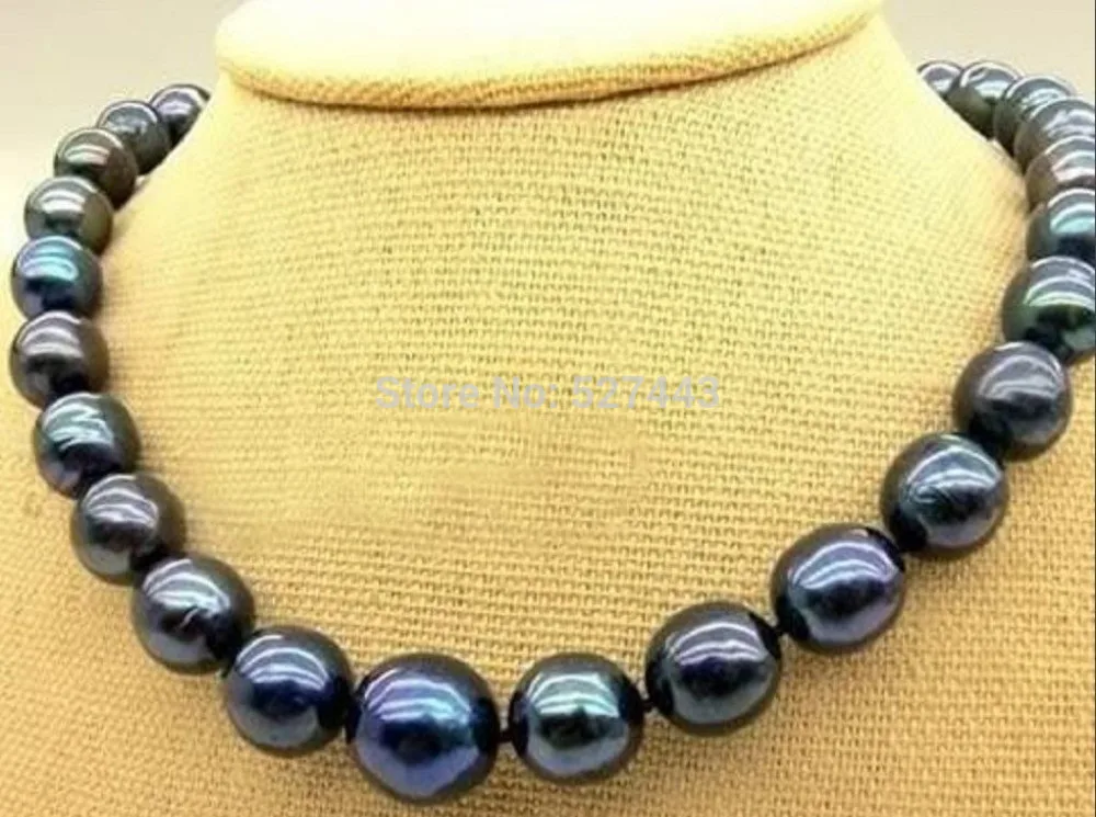 

Wholesale fast VERY CHARMING AAA+ 12-13MM SOUTH SEA BLACK PEARL NECKLACE (A0513)