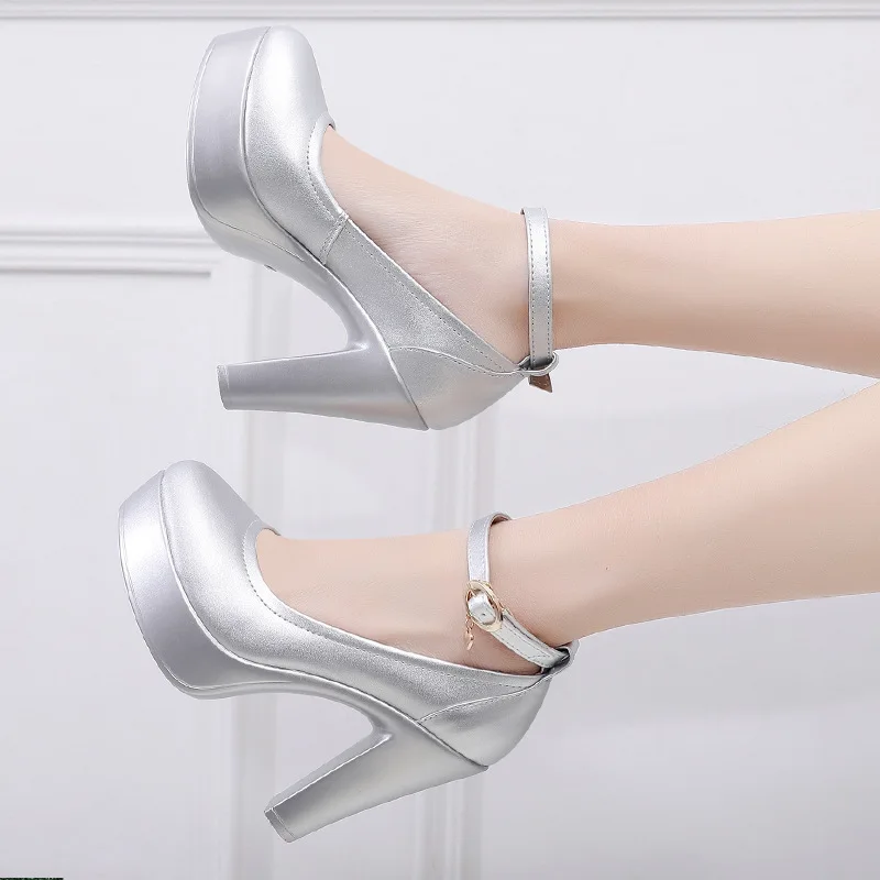

New 2019 Fashion Women Pumps With High Heels Shoes Buckle Strap Women Wedding Shoes For Party Ladies Platform Pumps Dancing