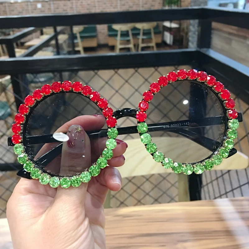 2019 Round Sunglasses Women Vintage Black Crystal Mix Rhinestone Sun Glasses for Kids Small Sun glasses  Oculos de sol UV400