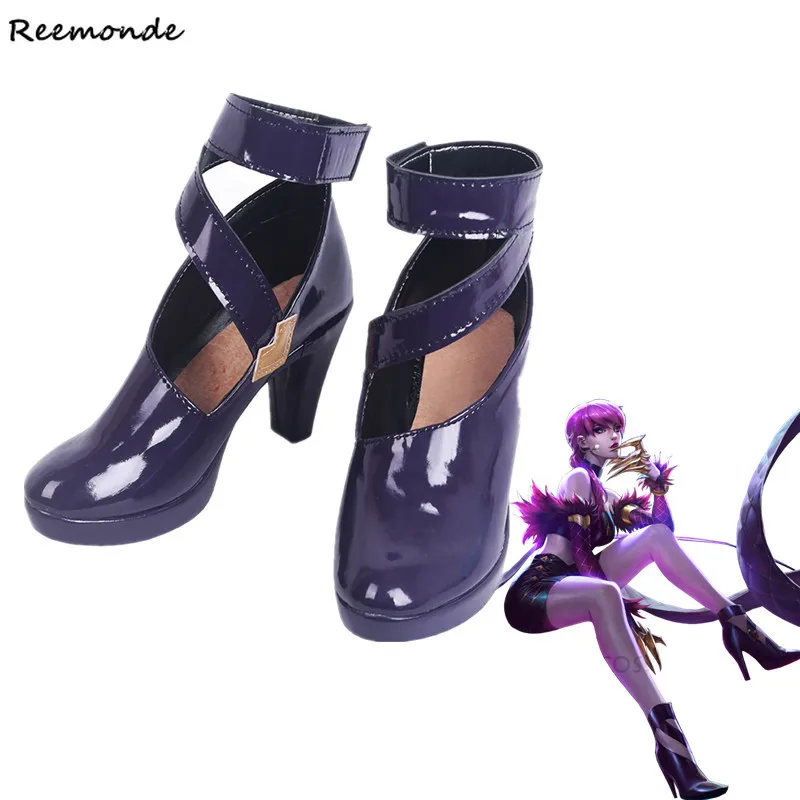 

Game LOL KDA Evelynn Cosplay Leather Shoes High Heels LOL K/DA Cosplay Purple High-Heeled Shoes For Women Ladies Girls Shoes
