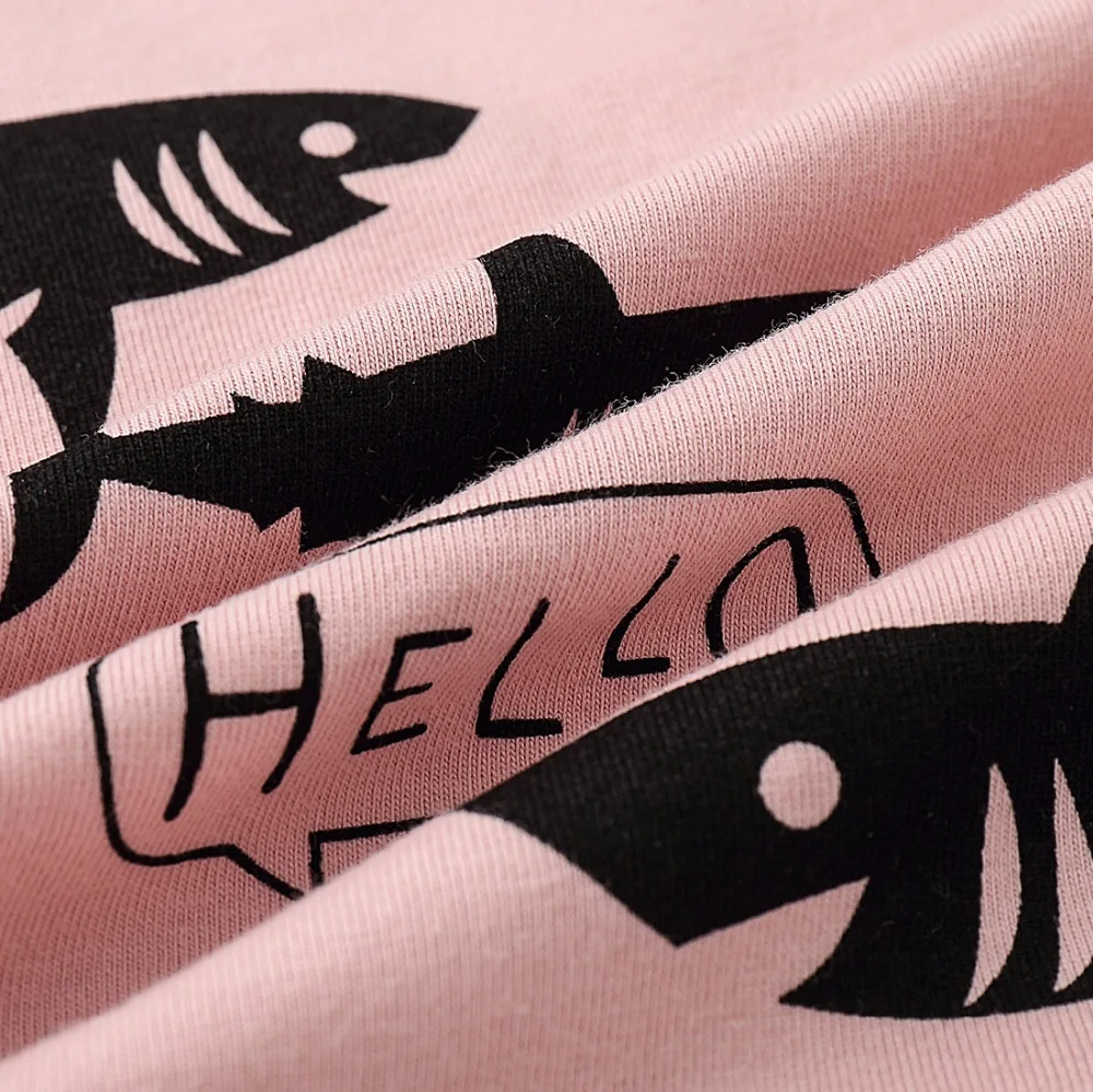 Детские футболки для мальчиков детская футболка с длинным рукавом для девочки кэжуал футболка с О-образным вырезом для девочек хлопок Футболки для мальчика мультфильм тройники топы акула рисунок Футболка для девочка