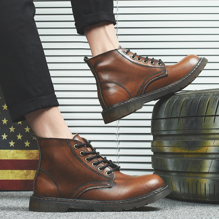 

Dwayne autumn winter new men martin boots real leather mens chelsea boots designer men shoes high quality luxury round toe boots