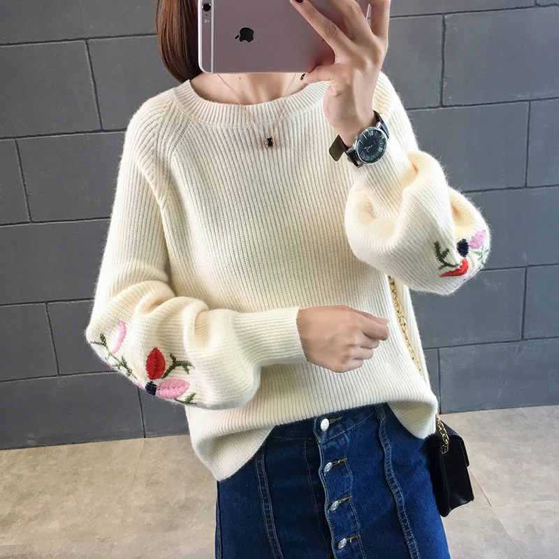 bubble sleeve sweater dress