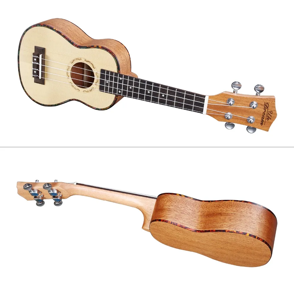 21 дюймов жемчужная полоса укулеле шпон маленькая гитара 4 струны Гавайская маленькая гитара укулеле Музыкальные инструменты Закрытая ручка US-54A