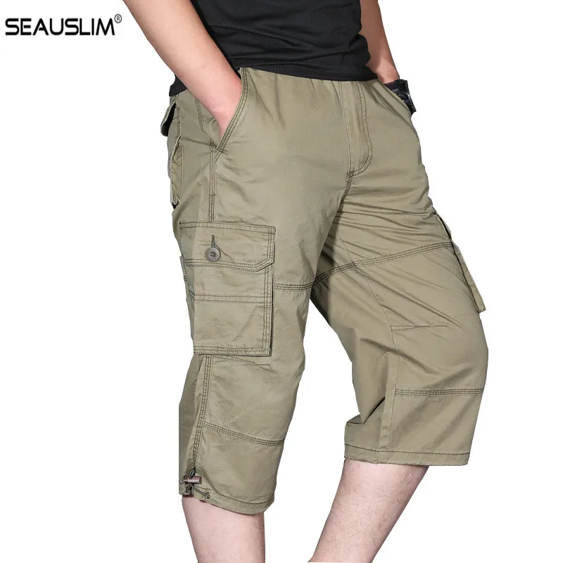 SEAUSLIM Для мужчин Досуг грузовые шорты военные Повседневное тактические шорты Для мужчин свободные Combat комбинезоны Армия Работа Короткие брюки LQ-ZR-04