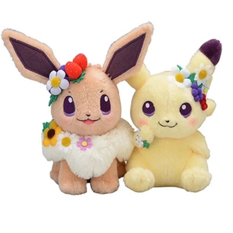 

20CM New Authentic Japan anime game Eievui's Pikachu&Easter Eevee Plush Doll Stuffed Toy Beanie Boos Plush Doll