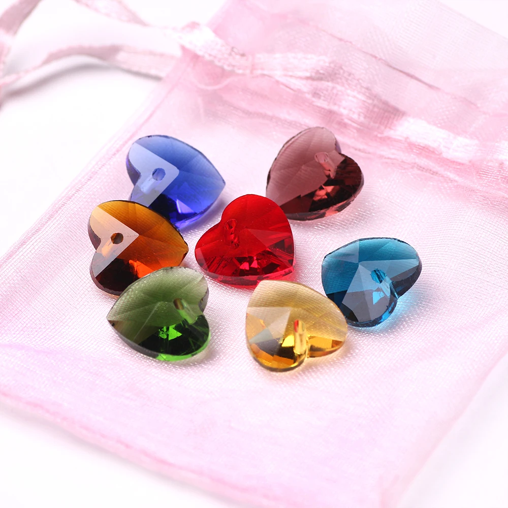

Crystal Heart Shape Spacer Beads 10/14mm Glass Faceted Loose Pendant Jewelry Findings Pendant Necklace Fashion Jewelry AX001