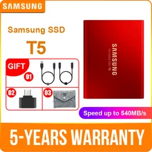 Samsung Портативный SSD T5 250 ГБ 500 1 ТБ внешний твердотельный накопитель HD Жесткий диск 2,5 «USB 3,1 Gen2 (10 Гбит/с) для ноутбука, настольного компьютера