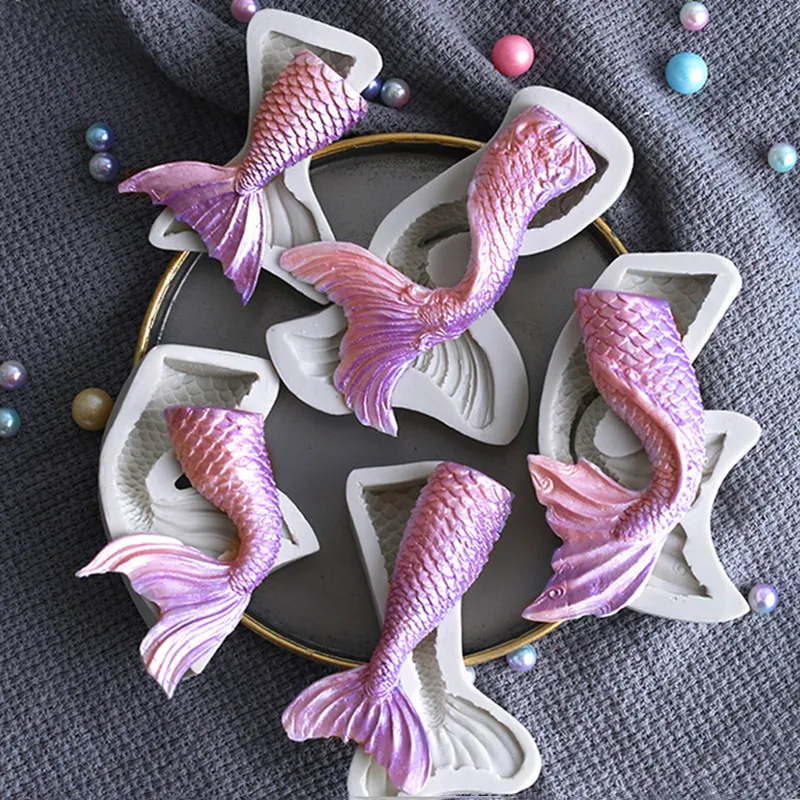 

Mermaid tail silicone mold DIY fondant cake mold soft candy dry Pez mold baking utensils