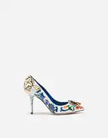 Blue and white colorful woman high heels flower diamonds pointed toe Luxury Women Pumps woman elegant party shoes wedding shoes