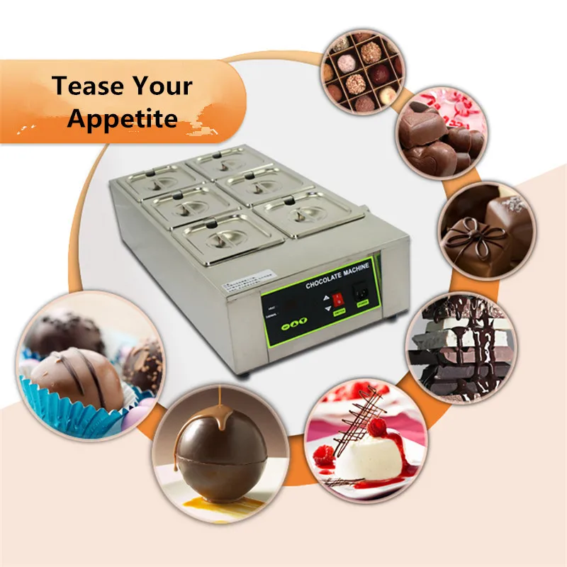 110V 220V Commercial Digital Display Electric 6 cylinder Chocolate Melting Machine Genuine Chocolate Melting Furnace