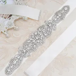 Yanstar Diamond свадебный пояс свадебный цветок с кристаллами платье ремень серебряные стразы Пояс кушак для свадебное платье украшения XY959