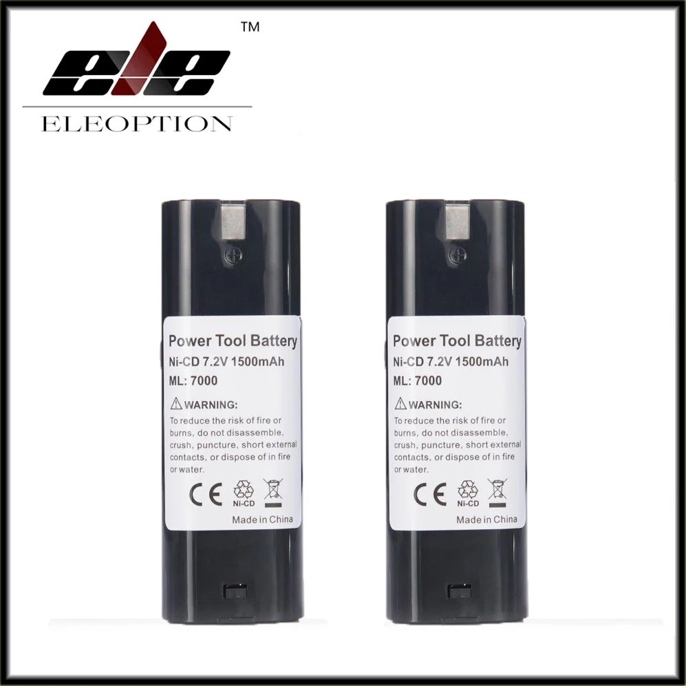 

ELE 2x Power Tool Battery For MAKITA 7033 7002 7000 632003-2 191679-9 192532-2 Cordless Drill tool Battery 7.2V 1500mAh NI-CD