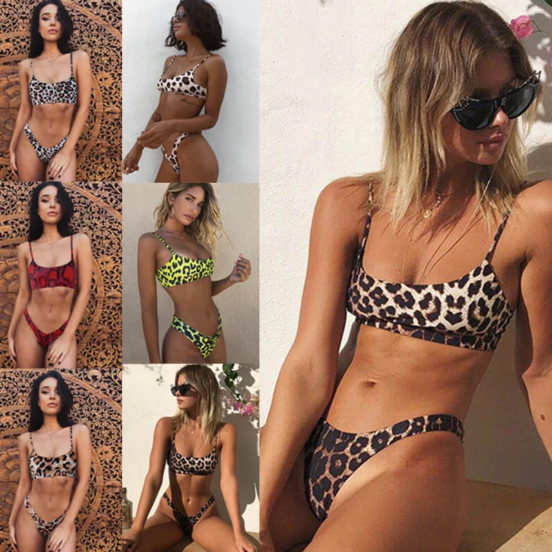 

Bikini 2019 Swimsuit Bathing Suit Women Sexy Leopard Printed Wrapped Bikini Set Maillot De Bain Femme Biquini Swimwear monokini