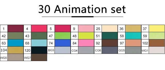 Touchfive художественный эскиз маркер 30 40 60 80 цветов Набор жирных алкогольных двуглавый искусство фломастеры для рисования художественные принадлежности манга дизайн ручка - Цвет: 30 Animation set
