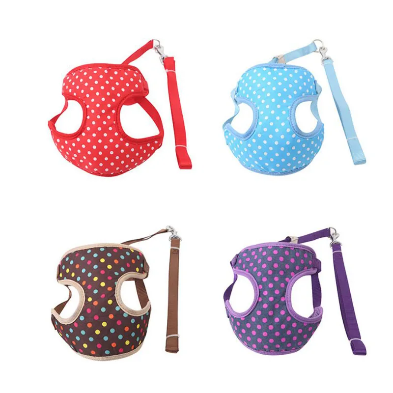 

For Small Dogs Harness Breathable Dog Vest Leashes Set Pet Supplies Colorful Dot Harness For Puppy Cat Chihuahua Yorkies Pug