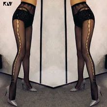 KLV сексуальные блестящие колготки с высокой талией и стразами, ажурный жаккардовый набор чулок, нижнее белье, леггинсы, колготки