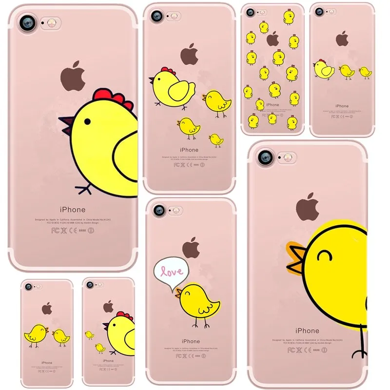 Parent-child Chick Case For iPhone 7 Plus 8 X 10 XS Couple Soft TPU Cover 6 6s 5 5S SE Capa ipone s Capinha |