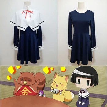 

High Quality Gugure! Kokkuri-san Kohina Ichimatsu Cosplay Costume Cartoon Girl Sweet Dress Halloween Full Set Dress+Cloak
