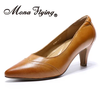 

Mona Flying Women Leather Comfort Elegant Pumps for Party Office Dress Pointed Toe High Heels for Women Ladies G168-3