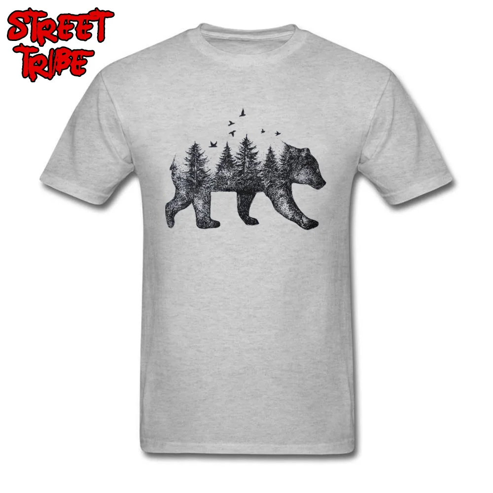 bear tattoo drawing nature Casual ostern Day All Cotton Crewneck Men Tees Funny T Shirts 2018 New Short Sleeve T-Shirt bear tattoo drawing nature grey