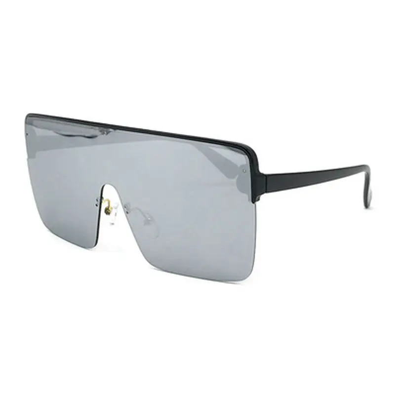 Дизайнерские негабаритные солнцезащитные очки с козырьком для женщин и мужчин, Брендовые очки с капюшоном, большая плоская мужская маска, солнцезащитные очки FML - Цвет линз: silver lens