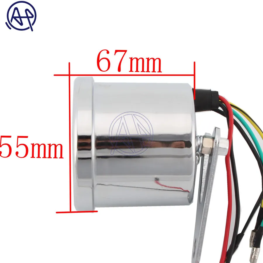 1 шт., Универсальный Тахометр для мотоцикла, светодиодный индикатор подсветки мотоцикла 12 В, тахометр, спидометр, тахометр, 16000 об/мин, хром