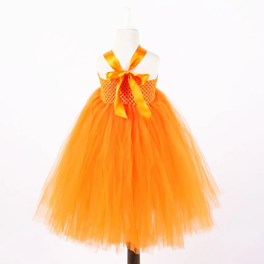 Orange Pumpkin Pattern Halloween Witch Outfit Tutu Dress Halloween Costumes for Teens Vampirina Birthday Mid Calf Flower Dress (7)