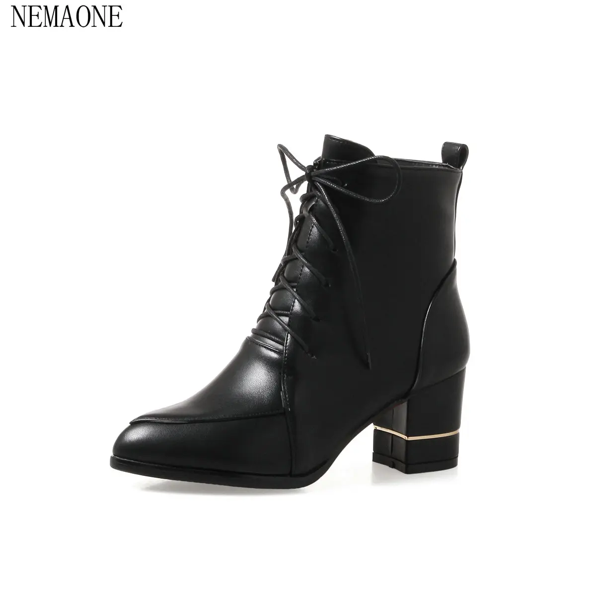 

NEMAONE Winter Platform Women Boots Square High Heel Ankle Boots Round Toe High Heel Cow Suede Fashion Boots Size 34-43