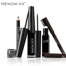 MENOW, брендовый набор для макияжа глаз, жидкая подводка для глаз и 2 шт., черный, коричневый карандаш для бровей, водостойкий макияж для глаз, комбинированный косметический набор