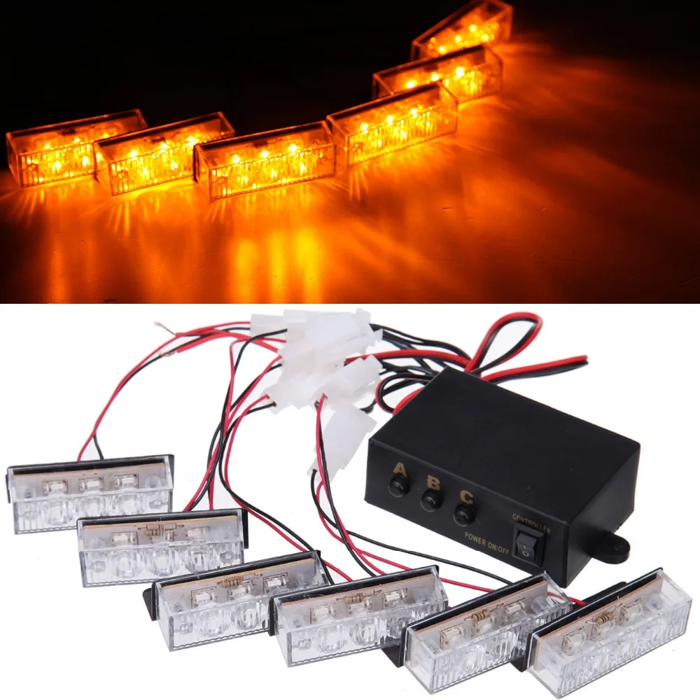 

CYAN SOIL BAY 6 x 3 LED Car truck Flash Light Strobe Emergency Flashing Amber For Deck