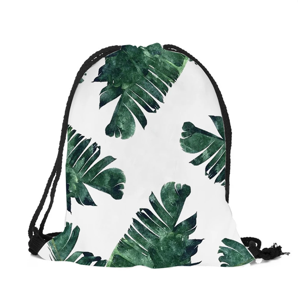 

Tropical Plant fruit Printing Drawstring Bag Pineapple Flower cactus leaf Backpack For Women Lady Sport Traveling Shoulder Bags