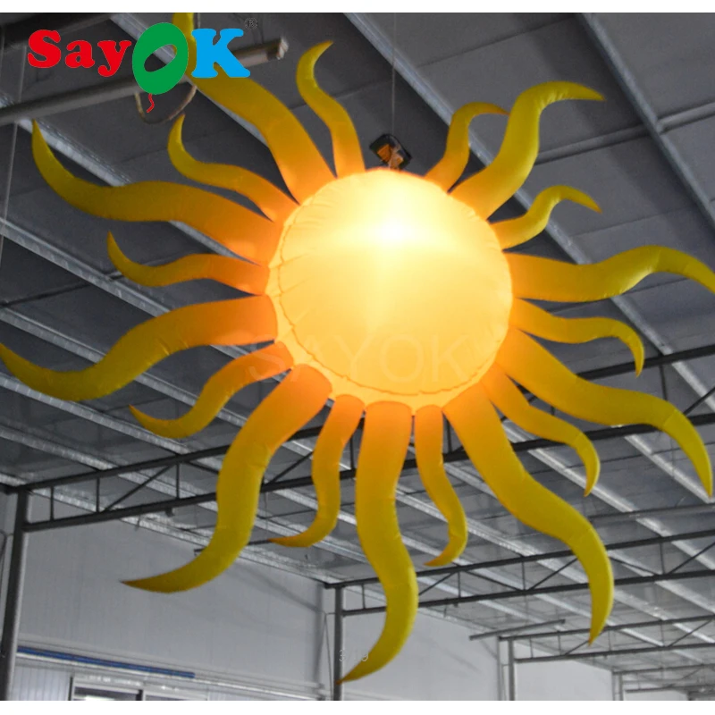 

Inflatable LED Decoration Hanging Sun 2m Diameter Glowing with 16 Colors for Lobby Wedding Party Stage Decorations