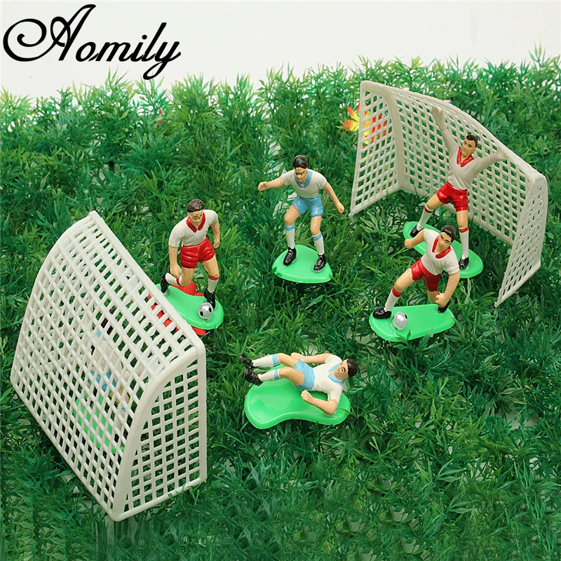 us 4 78 40 off aomily 8pcs set soccer football cake topper player decoration tool birthday party cake funny decorating mold event party supplie in tool birthday party
