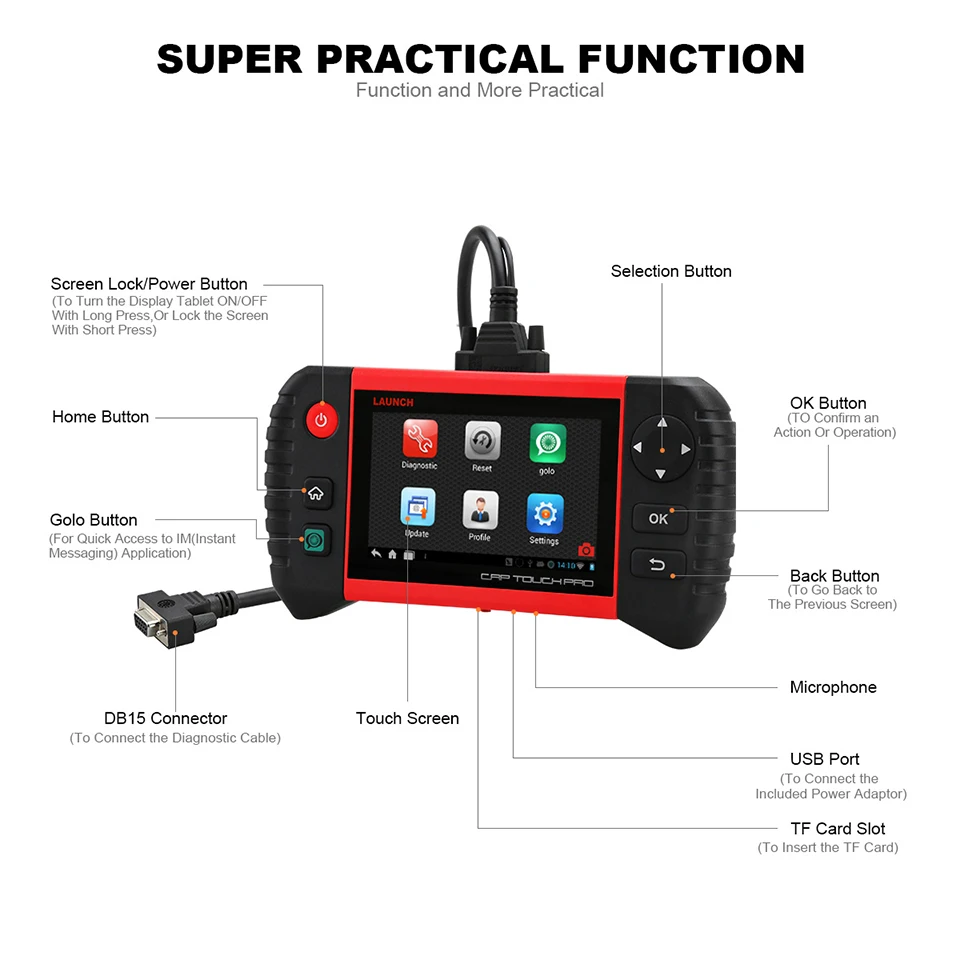 US $512.00 2017 Newest Launch Creader CRP Touch Pro Full System Diagnostic EPBDpfTPMS Service Reset WiFi Update Online