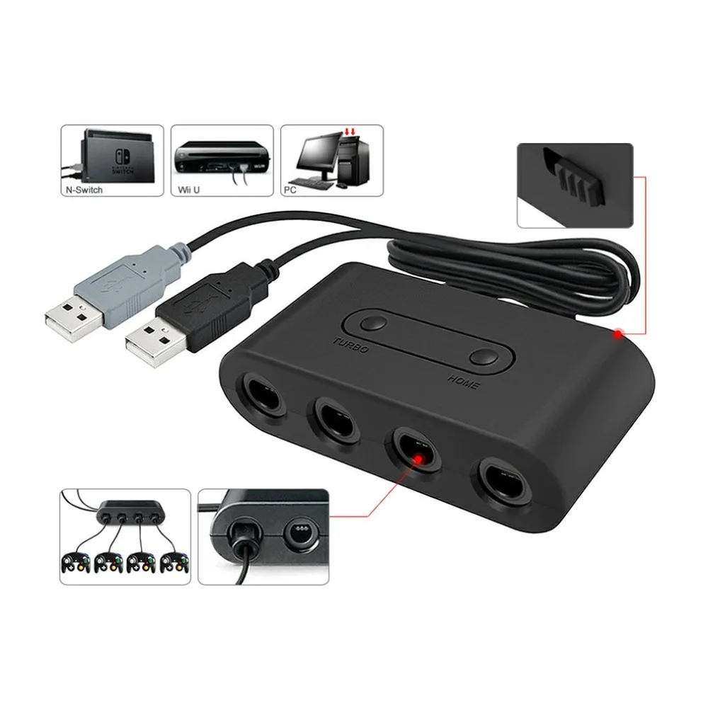 4 порта GameCube контроллер адаптер для переключателя wii-U и PC USB