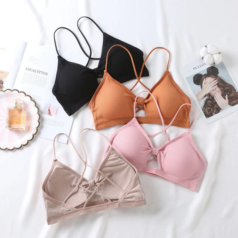 

2019 Removable Chest Pad Tube Tops Women Cropped Padded Bra Sweet Bow Tanks Top For Grils