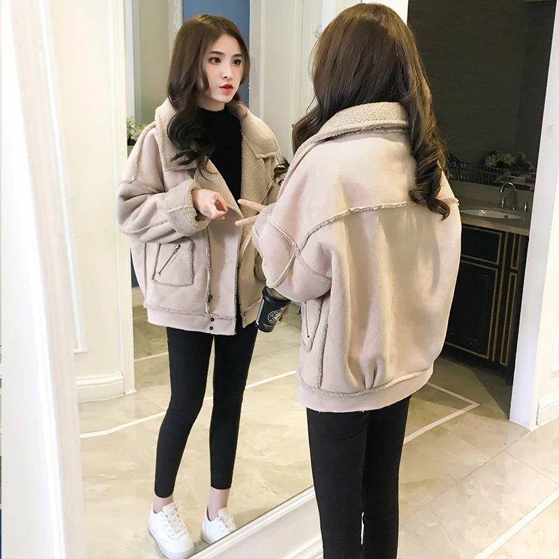 autumn winter clothing new Korean deer velvet lamb fur collar jacket female short paragraph fur one thick bomber jacket women autumn winter clothing new Korean deer velvet lamb fur collar jacket female short paragraph fur one thick bomber jacket women