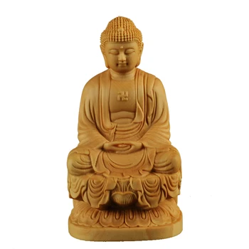 

Wood Bouddha Statue Wooden Carving Buddha Buda Shakyamuni Craft Bodhisattva Sculpture s for Home Decor R1530