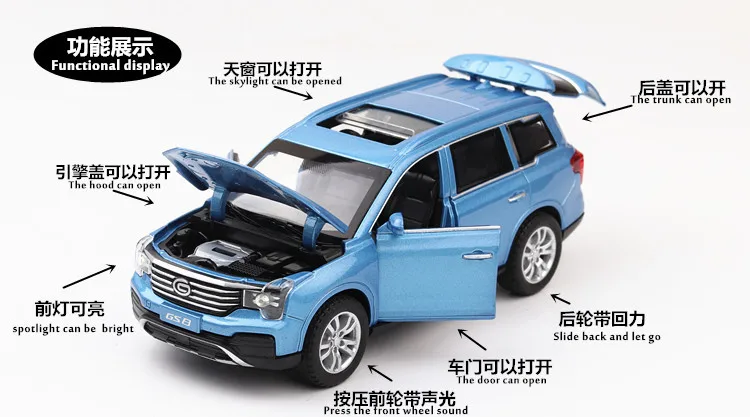 1:32 Diecasts& игрушечные транспортные средства Trumpchi GS8 модель автомобиля со звуком и светильник коллекция автомобиля игрушки для мальчика Детский подарок brinquedos