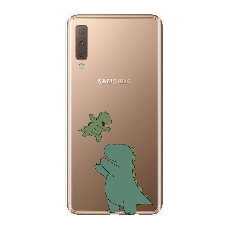 Забавный чехол с динозаврами для Samsung Galaxy A6 A8 Plus 2018 Мягкая силиконовая задняя