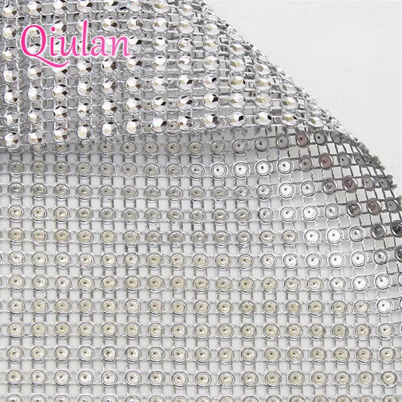 1 yard90cm 24 rows Diamond mesh Wrap ribbon silver Rhinestone Roll Tape Crystal Ribbon cake wedding party gift decoration 7D (4)