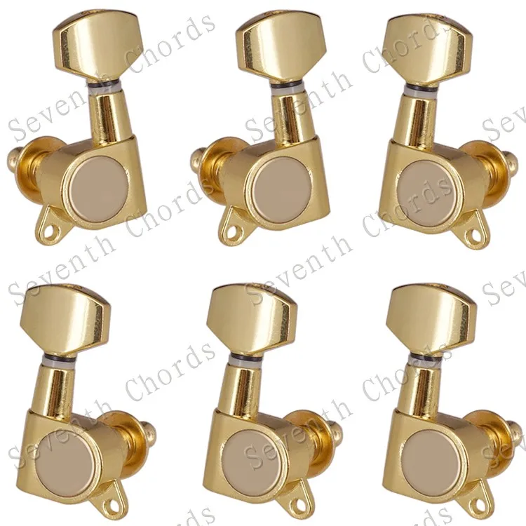 Набор 6 шт. Sealed-gear Guitar Tuning Pegs ключи тюнеры машинные головки для гитары-хромовый и черный и золотистый выбор - Цвет: Gold A Set 2L4R